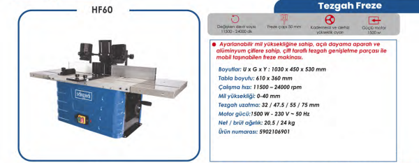 Scheppach HF60 Tezgah Freze  1500W