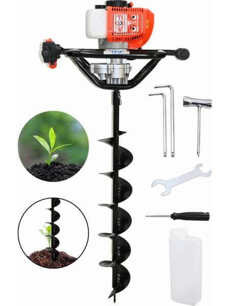 Mur-Cell CQ205 Benzinli Toprak Burgu Fidan Ekme Makinası 150MMX100CM Burgu Uc 52CC 2.5hp