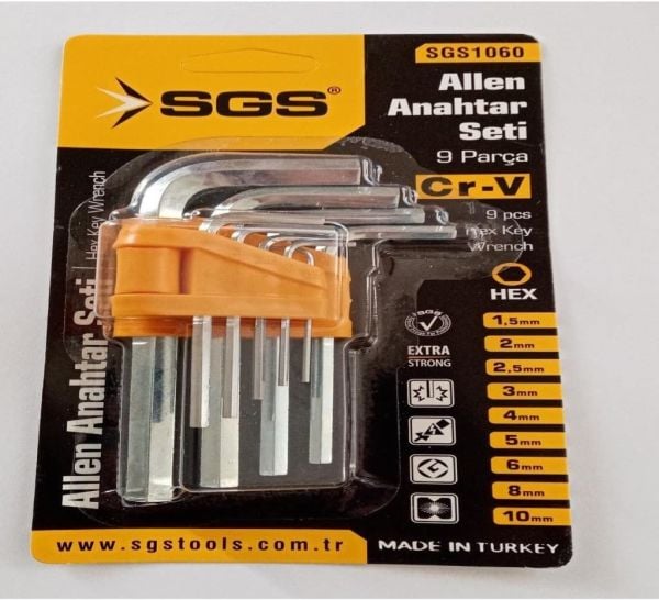 Sgs 1060 Cr-V 9 Parça Alyan Anahtar Seti