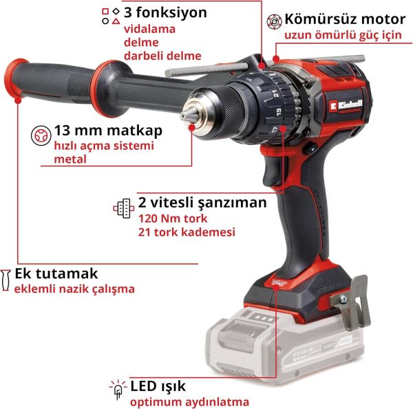 Einhell TP-CD 18/120 Li-i BL Solo Akülü Darbeli Vidalama - 4514310