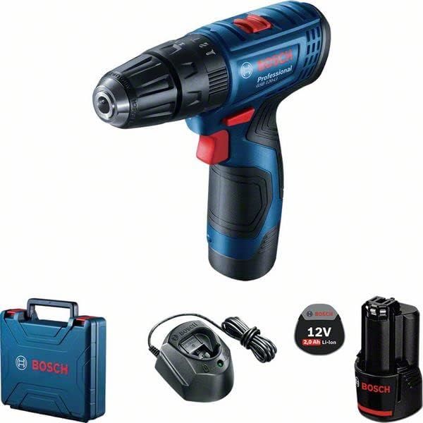 Bosch Professional GSB 120-LI Akülü Darbeli Delme Vidalama Makinesi + 23 parça vidalama seti (12 Volt, 2 x 2,0 Ah Akü, Şarj Cihazı, Plastik Çanta)