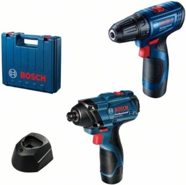 Bosch Professional GSR 120-LI Akülü Delme Vidalama Makinesi + GDR 120-LI Akülü Darbeli Somun Sıkma Makinesi (12 Volt, 2 x 2,0 Ah Akü, Şarj Cihazı, Plastik Çanta)