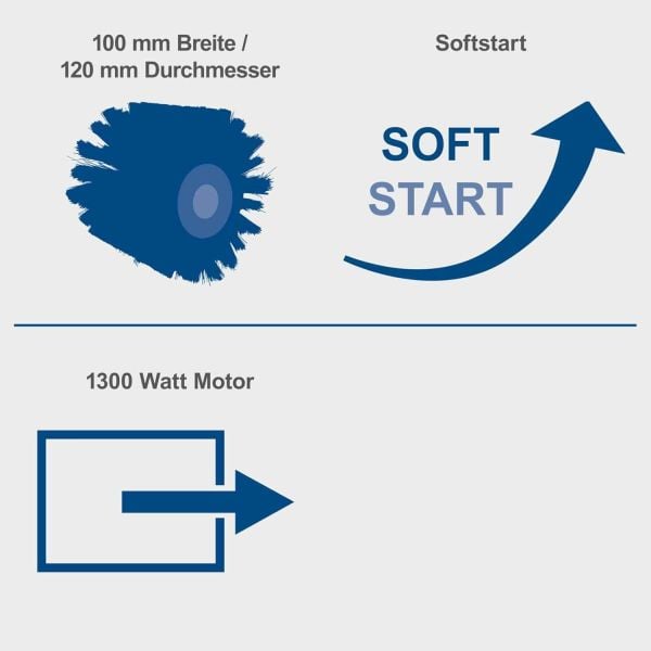 Scheppach MRS1300 yumuşak başlatmalı ve 1300 W gücünde saten makinesi, pirinç, zımpara şeridi ve naylon fırça dahil, 100 mm fırça genişliği, 120 mm çapında, değişken devir sayısı, sistemi için