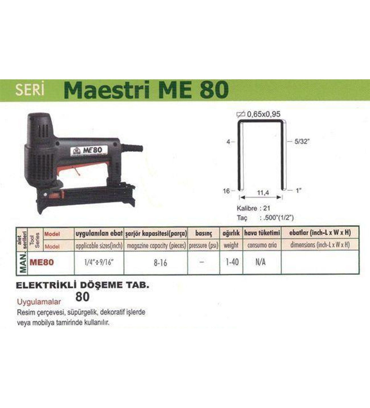 Maestri ME80 Elektrikli Döşeme Tabancası