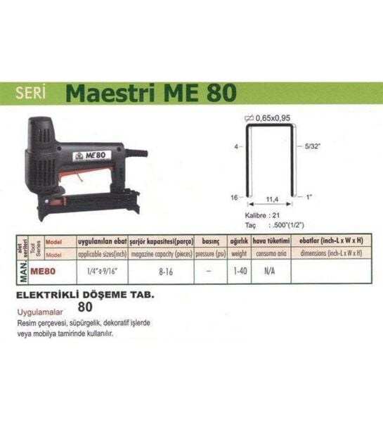 Maestri ME80 8-16 MM Elektrikli Zımba Çakma Tabancası