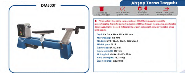 Scheppach DM500T Ahşap Torna Tezgahı