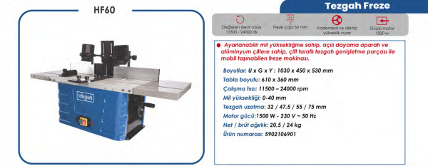 Scheppach HF60 Tezgah Freze  1500W