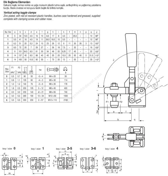 Çizmak M10/1 Dik Bağlama Elemanları