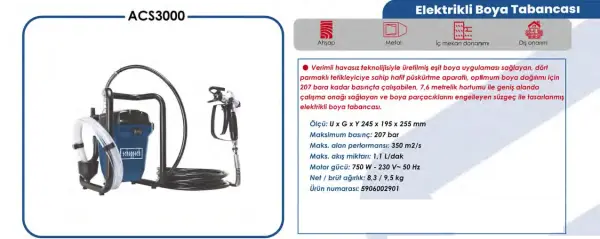 Scheppach ACS3000 750W Elektrikli Boya Tabancası