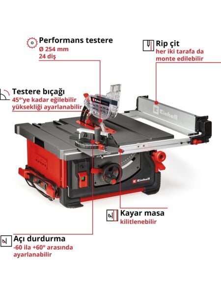 Einhell Professional Tezgah Testere TP-CC 10 T (2000 W, 85 mm kesme yüksekliği, Ø 254 mm testere bıçağı, kayar tabla