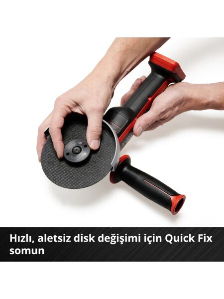 Einhell Professional Akülü Avuç Taşlama AXXIO 18/125 Q Li-Solo Power X-Change (18 V, 700 W, 125 mm disk Ø, 33 mm