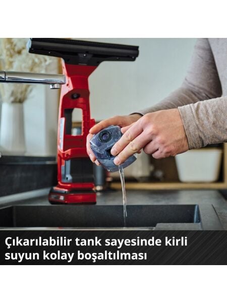 Einhell Akülü Cam Temizleme Makinesi BRILLIANTO Power X-Change (18V, 28 cm emici başlık, iz bırakmadan temizlik, mikrofiber bezli sprey