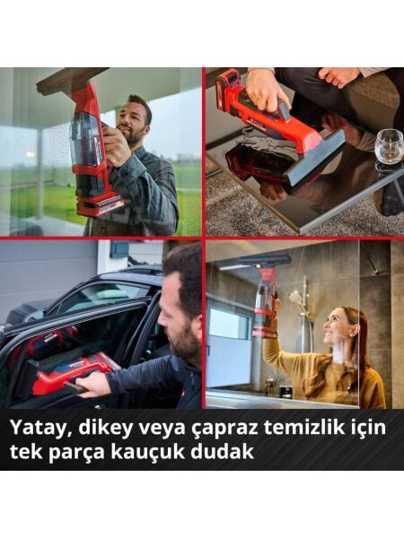 Einhell Akülü Cam Temizleme Makinesi BRILLIANTO Power X-Change (18V, 28 cm emici başlık, iz bırakmadan temizlik, mikrofiber bezli sprey