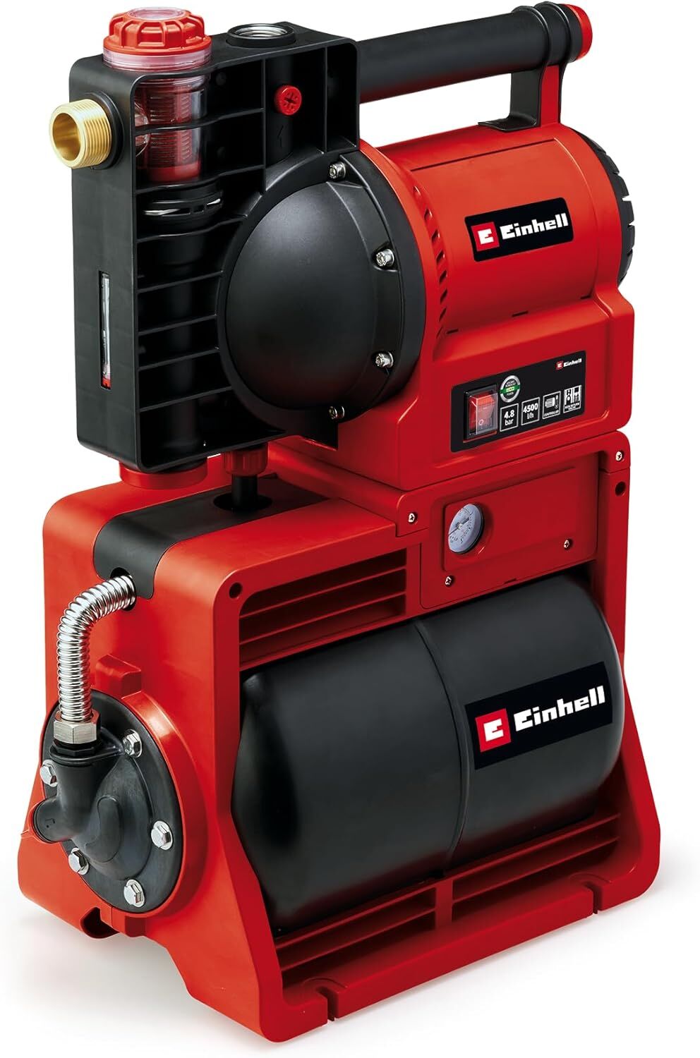Einhell Hidrofor GE-WW 1145 ECO (1100 W, maks. 4500 L/saat debi, 20 L tank, kir/emiş göstergesi, don koruması, termal koruma anahtarı, çek valfli ön filtre, ikinci basınç çıkışı) - 4173540