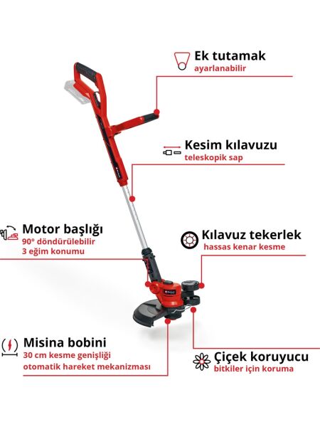 Einhell GE-CT 18/30 Li - Solo, Akülü Kenar Kesme (Akü ve şarj cihazı dahil değildir)