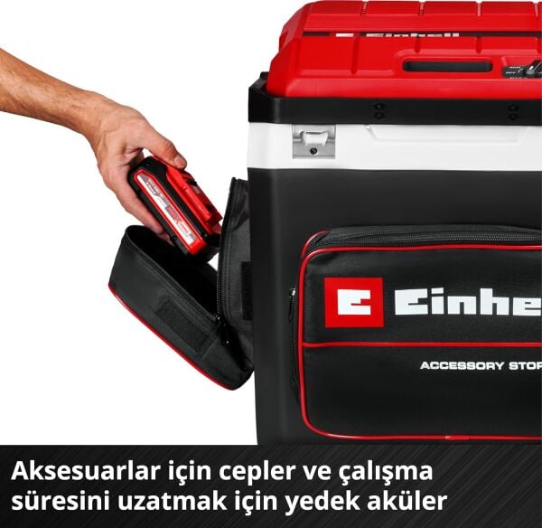 Einhell Akülü Oto Buzluk TE-COL 18/27 Li-Solo Power X-Change (18 V, 27 litre, soğutma ve sıcak tutma, araç için hibrit 12 V, 230 V güç bağlantısı)