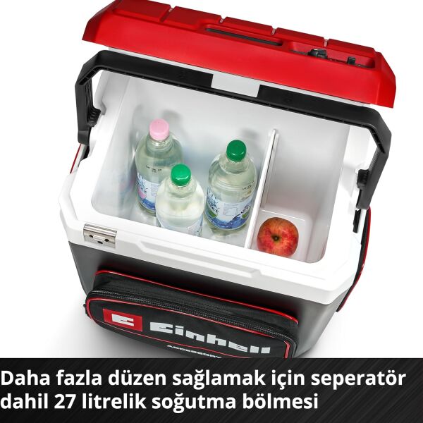Einhell Akülü Oto Buzluk TE-COL 18/27 Li-Solo Power X-Change (18 V, 27 litre, soğutma ve sıcak tutma, araç için hibrit 12 V, 230 V güç bağlantısı)