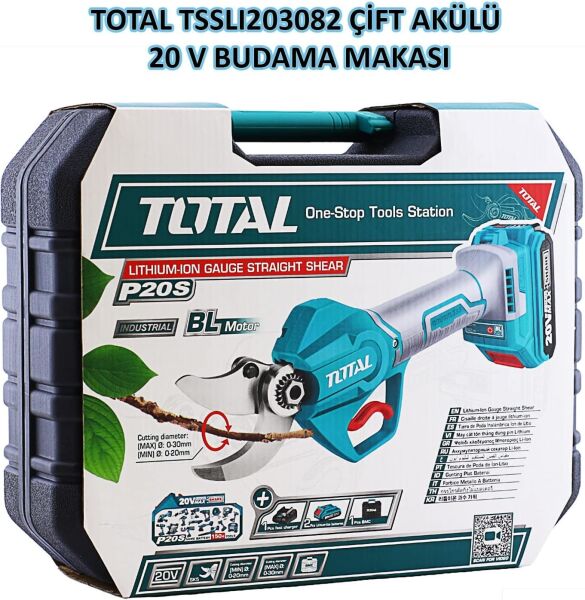Total TSSLI203082 Şarjlı Çift Akülü Ağaç Budama Makas Makası 20V Lİ-ON