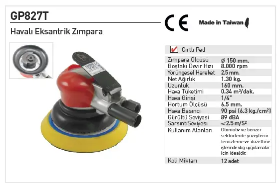 Gison GP827T Havalı Dairesel Eksantrik Zımpara makinesi