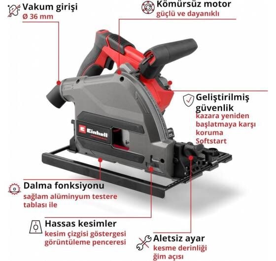 Einhell TP-PS 18/165 Li BL Kömürsüz PROFESSIONAL Akülü Dalma Testeresi 2x5,2Ah