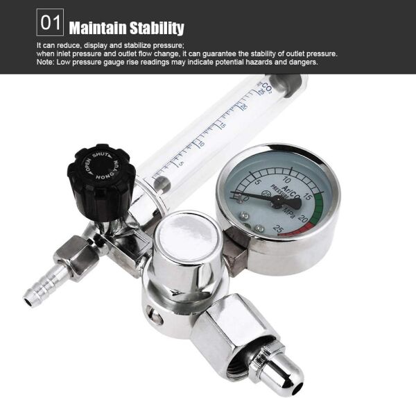 Argon Basınç Düşürücü Flometreli Co2 Mig Tig  0 – 25 MPa argon akış ölçer, Argon gaz tüpü, basınç regülatörü, Argon-CO2 basınç ölçer, basınç düşürücü, basınç regülatörü,