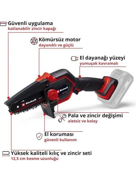 Einhell GE-PS 18/15 Li BL Çift Akülü 2.5 Ah Budama Testeresi