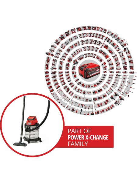 Einhell Akülü Islak/Kuru Süpürge TC-VC 18/20 Li S-Solo Power X-Change (18V, 20 L paslanmaz çelik hazne, üfleme bağlantısı, başlıklar