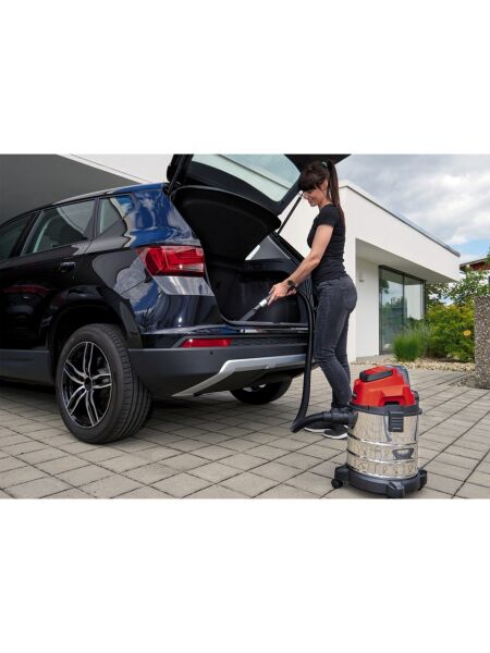 Einhell Akülü Islak/Kuru Süpürge TC-VC 18/20 Li S-Solo Power X-Change (18V, 20 L paslanmaz çelik hazne, üfleme bağlantısı, başlıklar