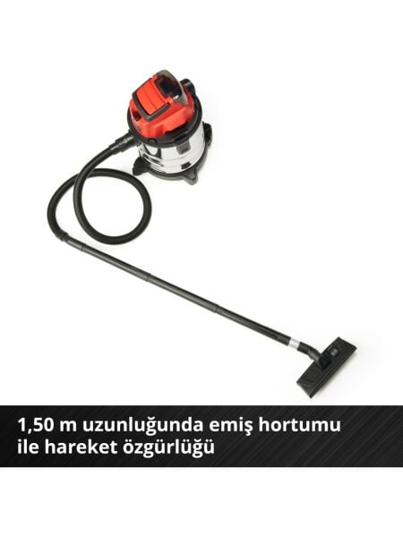 Einhell Akülü Islak/Kuru Süpürge TC-VC 18/20 Li S-Solo Power X-Change (18V, 20 L paslanmaz çelik hazne, üfleme bağlantısı, başlıklar