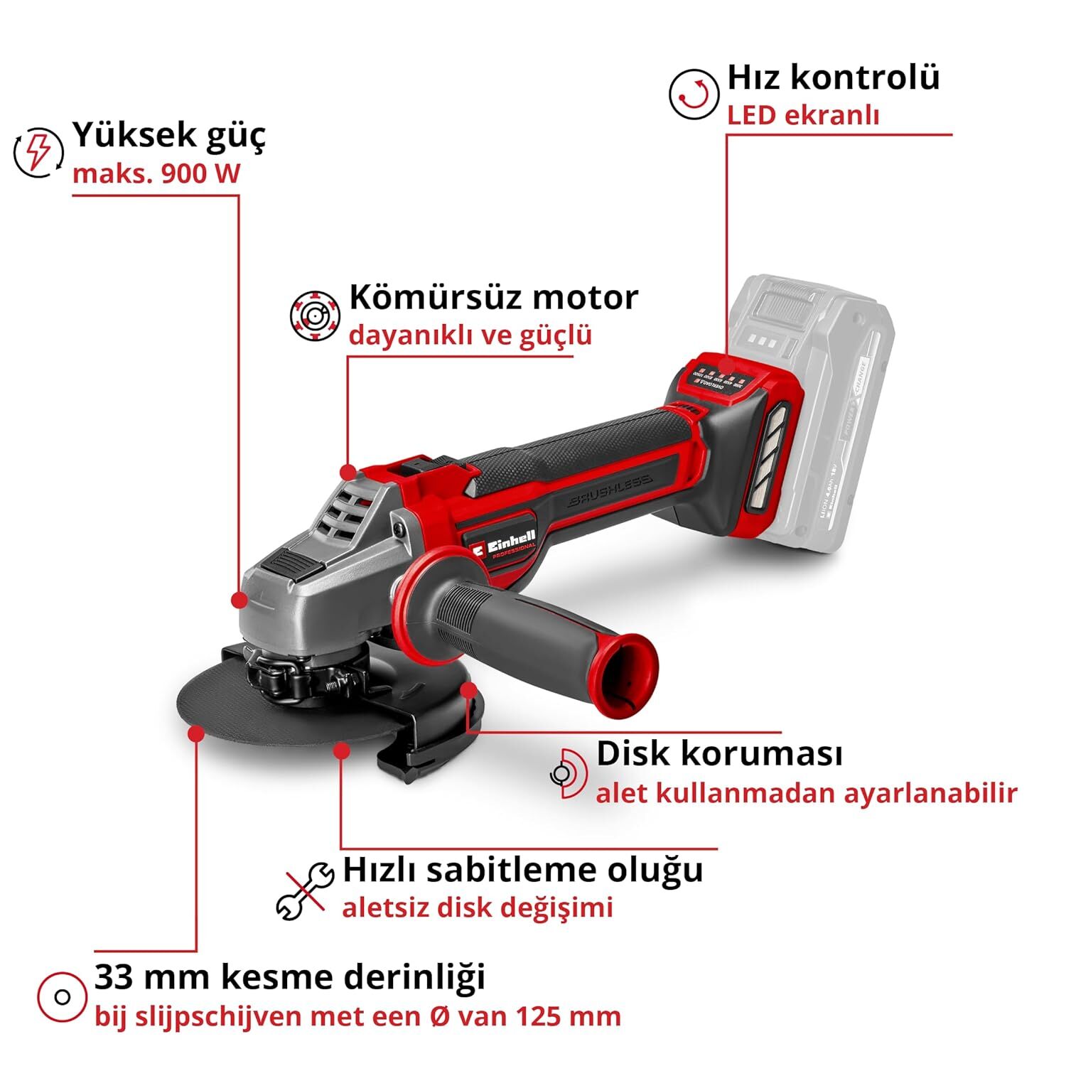 Einhell TP-AG 18/125 CE Q Li Solo Akülü Avuç Taşlama Makinesi - 4431155