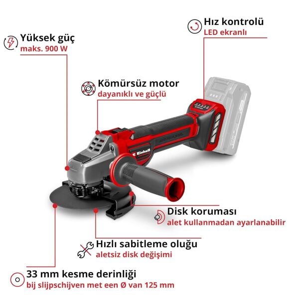 Einhell TP-AG 18/125 CE Q Li - Solo, Akülü Avuç Taşlama (Akü ve şarj cihazı dahil değildir)