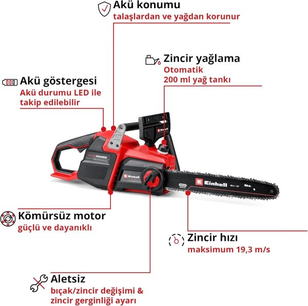 Einhell GP-LC 36/400 Li BL - Solo, Akülü Ağaç Kesme (Akü ve şarj cihazı dahil değildir) - 4600050