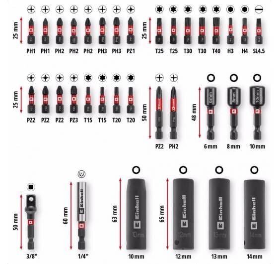 Einhell Bits ve Lokma Uç Seti 35 Parça, M-Case Kutu-4910230