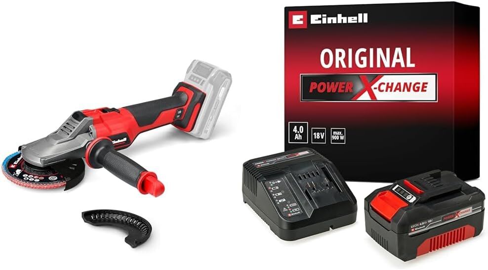 Einhell TP-AG 18/125 F Li BL - Akülü Avuç Taşlama + Einhell 18V 4,0 Ah PXC Starter Kit, Akü & Şarj Cihazı Box çanta