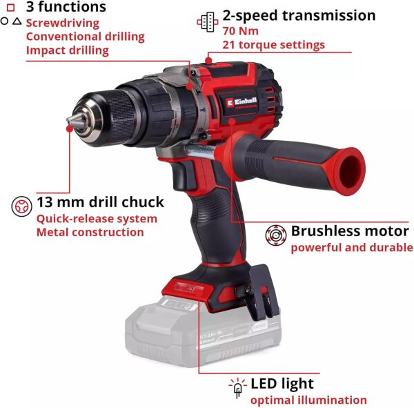 Einhell TP-CD 18/70 Li-i BL - Akülü Darbeli Vidalama 1*4.0 Ah aküve box çanta