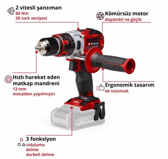 Einhell Professional 2'li Makine Seti Kompakt Tork Vidalama ve 60nm Darbeli Matkap Aküler Dahil
