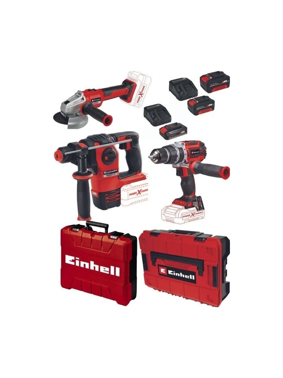 Einhell Tp-Cd 18/60 Li-I Bl Matkap Herocco 18V Kırıcı Axxio 18/115 Q Avuç Taşlama 2X4.0+2.5AH Kömürsüz Profesyonel Akülü Set