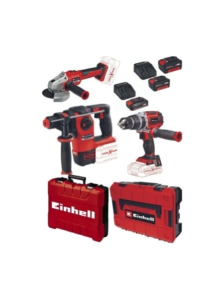 Einhell Tp-Cd 18/60 Li-I Bl Matkap Herocco 18V Kırıcı Axxio 18/115 Q Avuç Taşlama 2X4.0+2.5AH Kömürsüz Profesyonel Akülü Set