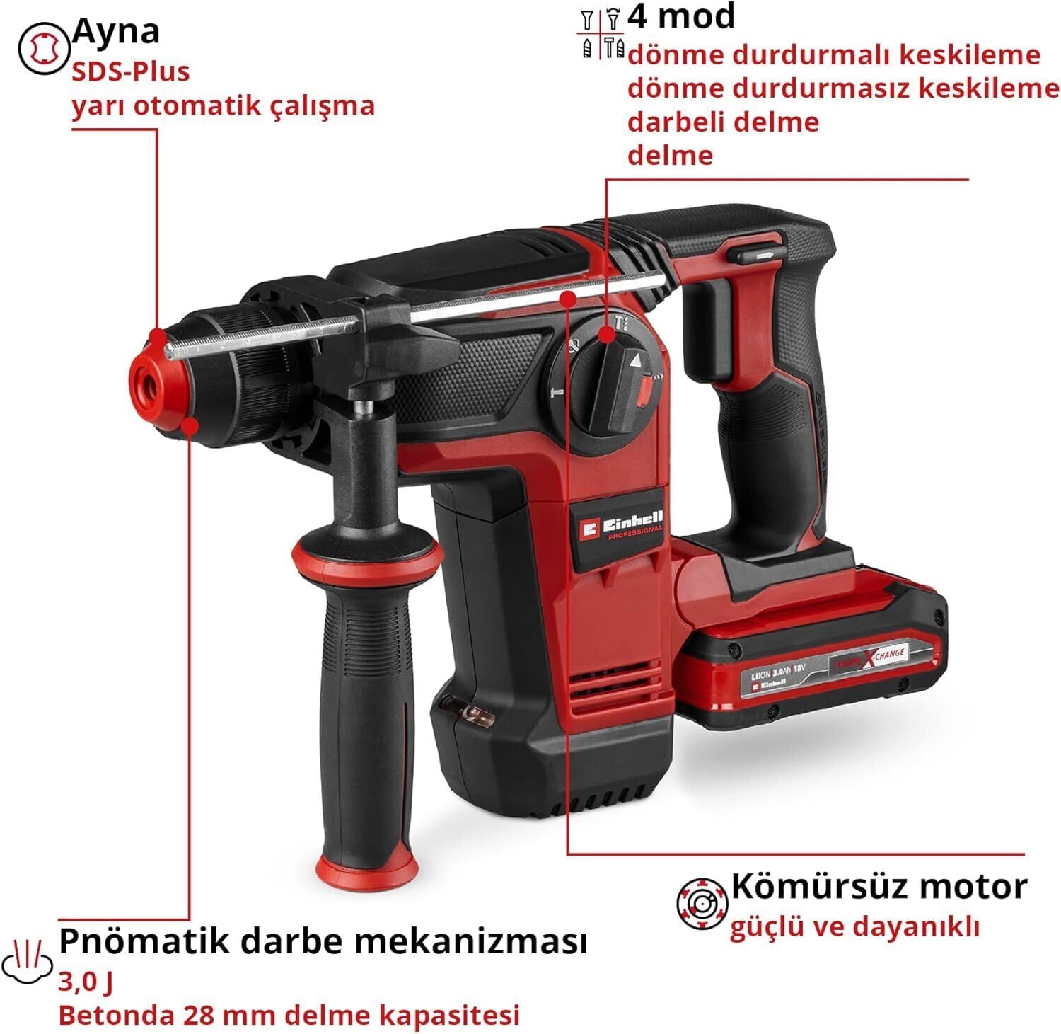 Einhell TP-HD 18/28 Li BL,Solo Professional Akülü Kırıcı Delici Akü Hariç