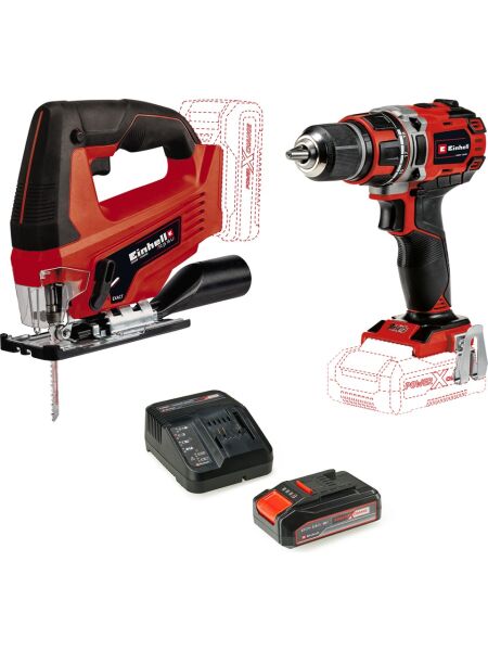 Einhell TP-CD 18/50 Li BL + TC-JS 18 Li (1x2,5 Ah), Akülü Dekupaj Testere ( Vidalama ve Dekupaj seti)