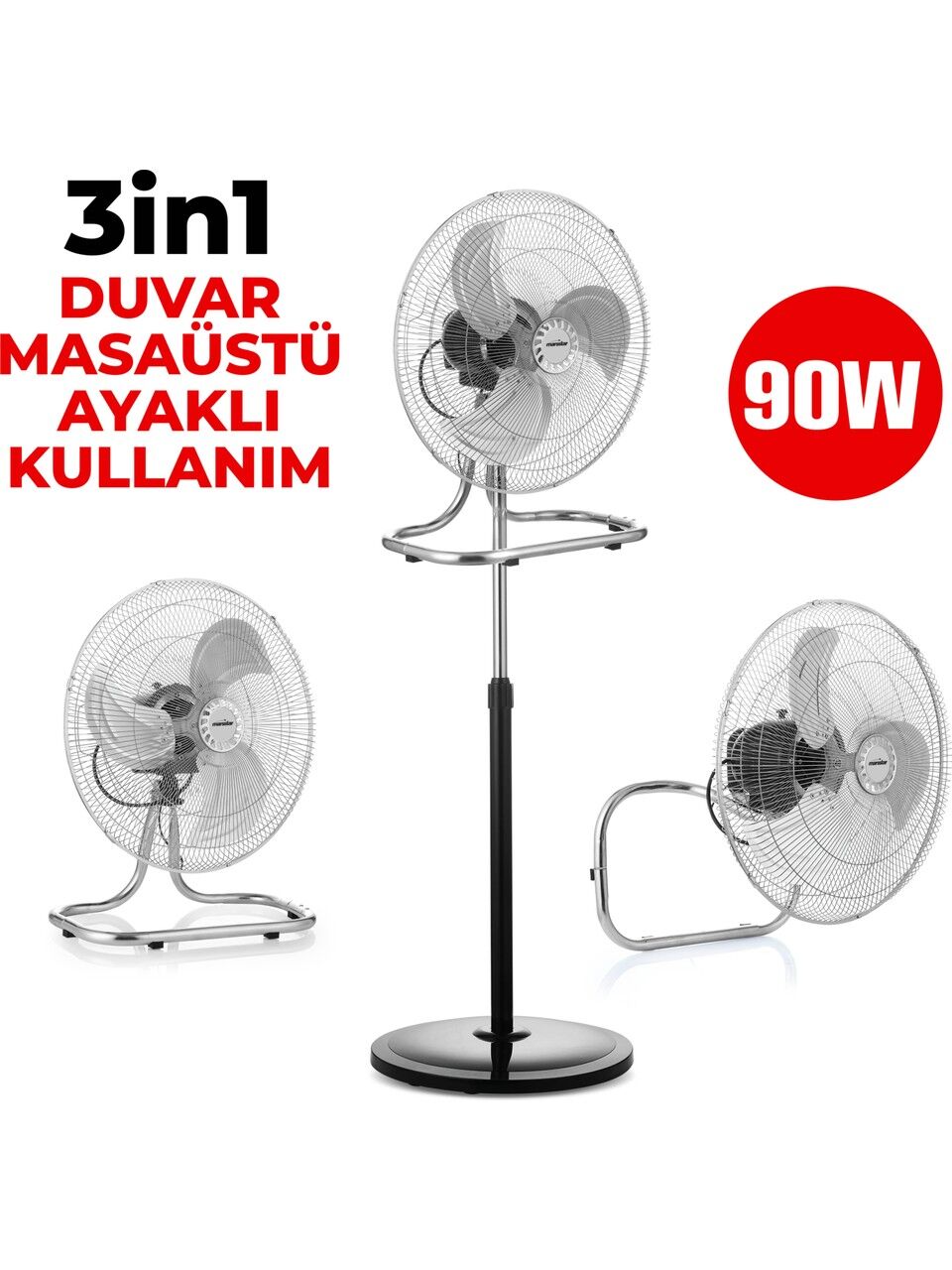 Marsstar Ms-18 Asil 18'' Sanayi Tipi Vantilatör 90w Güçlü Motor, 3in1 Ayaklı Duvar Yer Tipi Kullanım