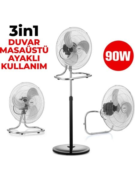 Marsstar Ms-18 Asil 18'' Sanayi Tipi Vantilatör 90w Güçlü Motor, 3in1 Ayaklı Duvar Yer Tipi Kullanım