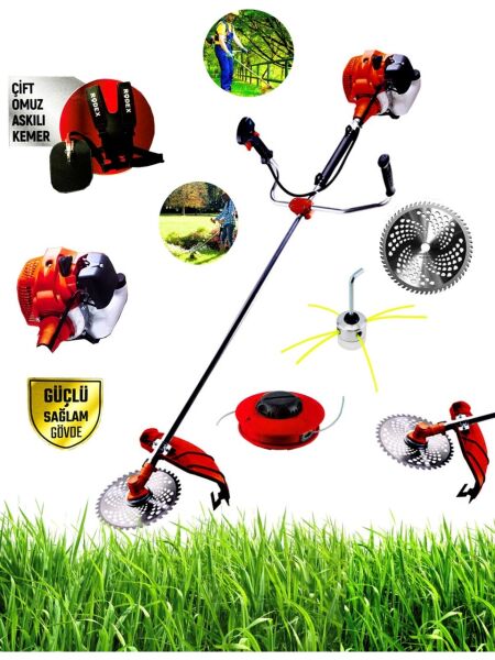 Rodex RDX9635 Benzinli Yan Tırpan Çim Ot Biçme Kesme 52CC/1.9 Hp