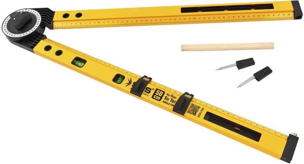 Sgs1708 Alüminyum Gövdeli Gönye Açı Ölçer Su Terazisi 50 Cm