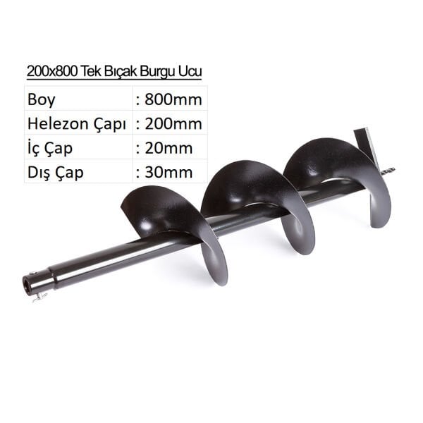 Tek Bıçak Toprak Burgu Ucu YP-TB-200x800 mm