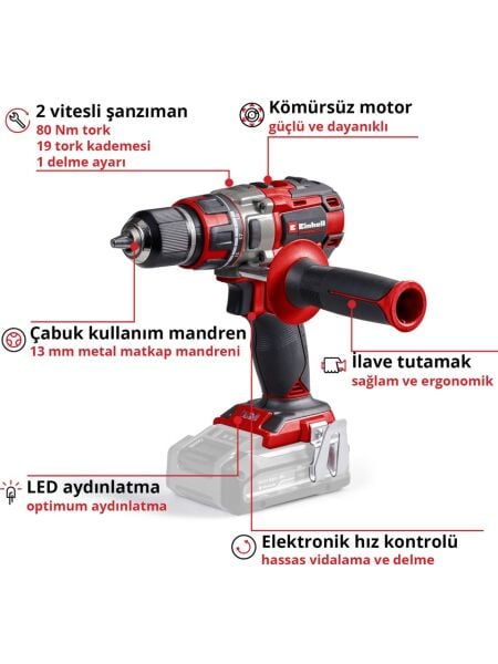 Einhell TP-CD 18/80 Li BL + TP-CS 18/136-C Li BL + AXXIO 18/115 Akülü Vidalama + Daire Testere + Taşlama Seti ( 2,5 Ah Akü ve Şarj