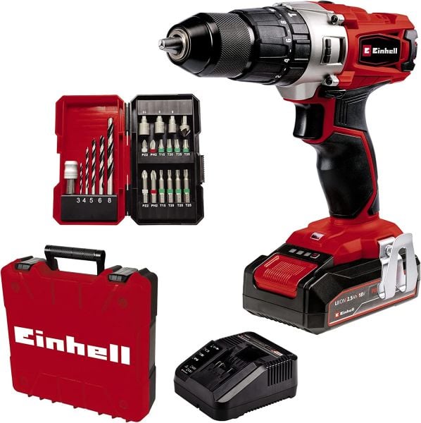 Einhell TE-CD 18/2 Li-i 18 V 2.5 Ah Akülü Darbeli Matkap Seti + 22 Parça Vidalama Set