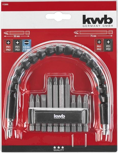 Kwb 113990 Esnek Bükülebilir Vidalama Adaptörü ve Bits Seti 11 Parça