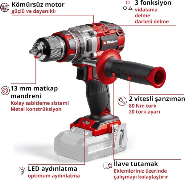 Einhell TP-CD 18/80 Li-i BL Solo Darbeli Matkap Vidalama - 4514305