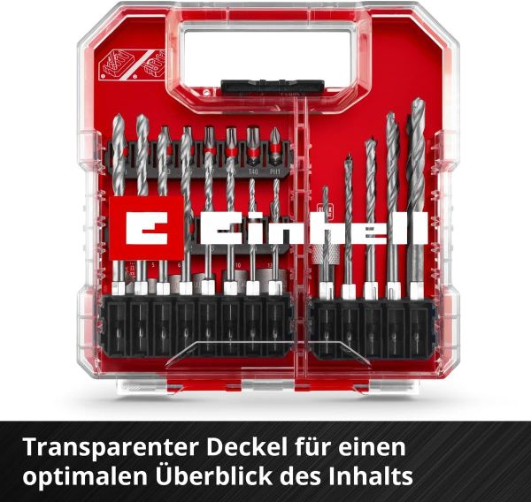 Orijinal Einhell L-CASE 40 parçalı uç ve matkap seti (25 mm uçlar, hızlı değiştirilebilir uç tutucu, lokma anahtar, havşa, metal, beton ve ahşap matkap uçları, saklama kutusu dahil) - 49109053